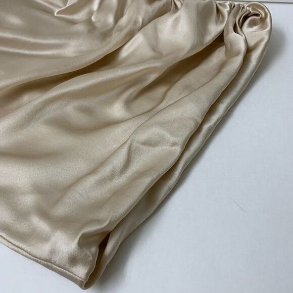 The Sei Cut Out Ruched Mini Dress Size 2 Bone Silk Satin Sheen - Picture 9 of 12